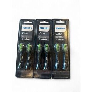 NEW 6 Original Philips One Brush Heads by Sonicare (3) 2 Packs Black